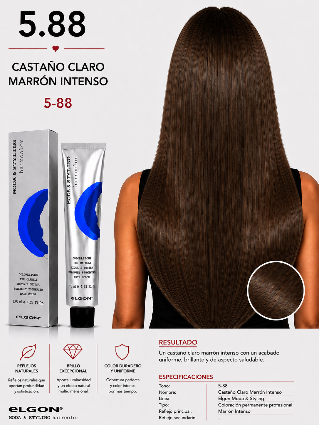 Elgon Moda & Styling 5.88 Castaño Claro Marrón Intenso