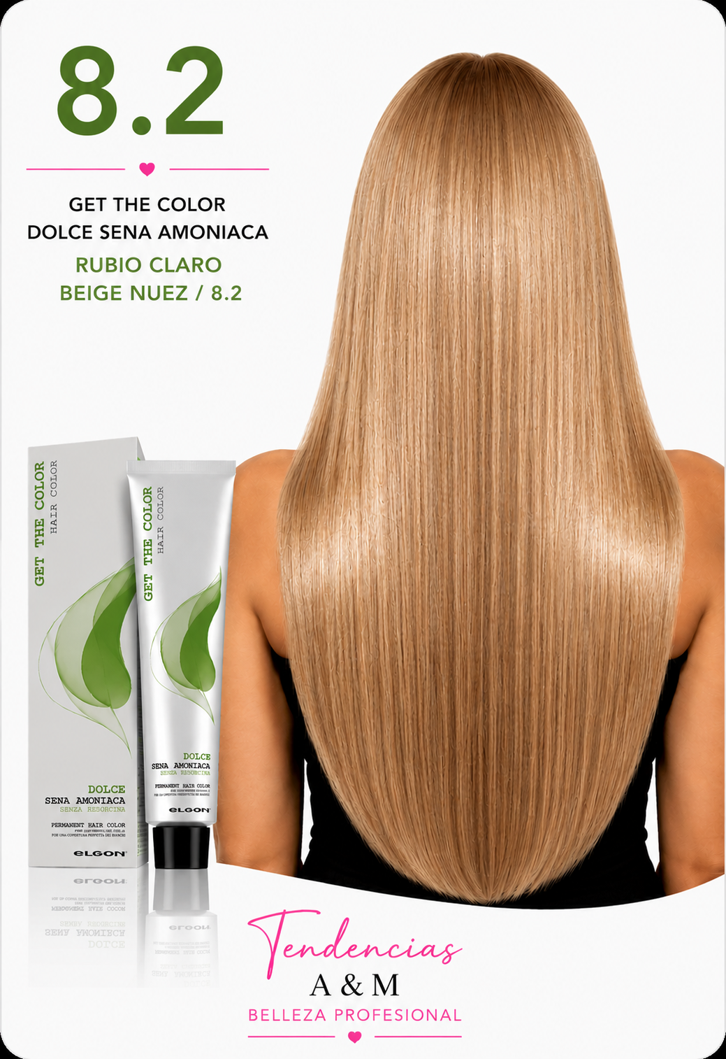 Tintura Get The Color Dolce Sin Amoníaco 8.2 Rubio Claro Beige Nuez