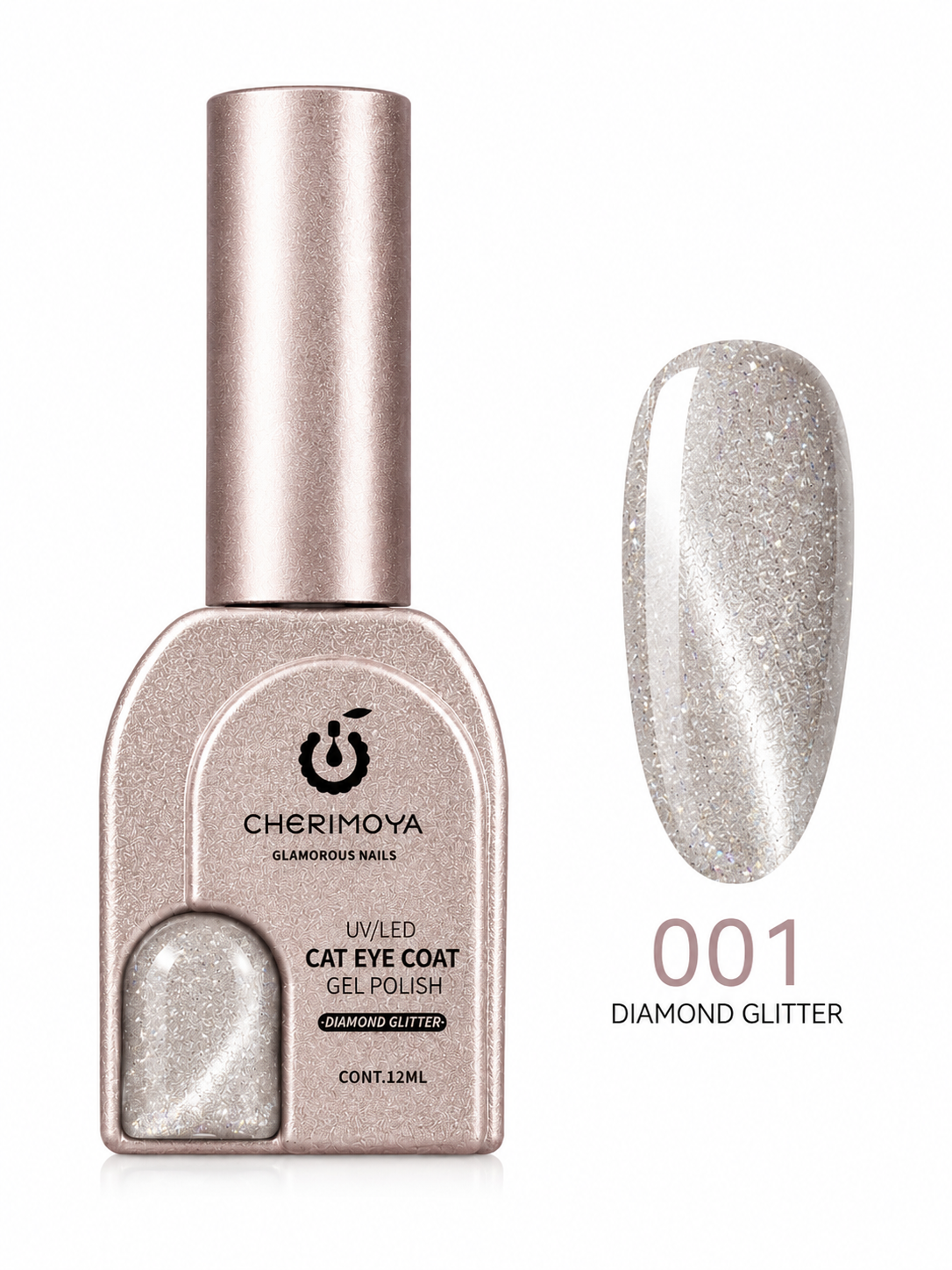 Cherimoya Cat Eye Coat Gel Polish 001 Diamond Glitter 12 ml