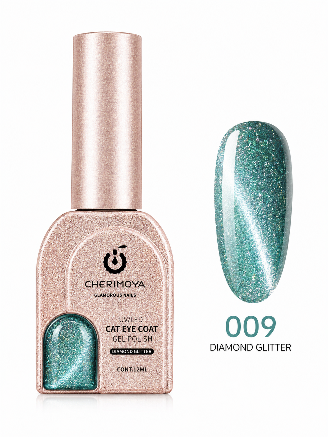 Cherimoya Cat Eye Coat Gel Polish 009 Diamond Glitter 12 ml