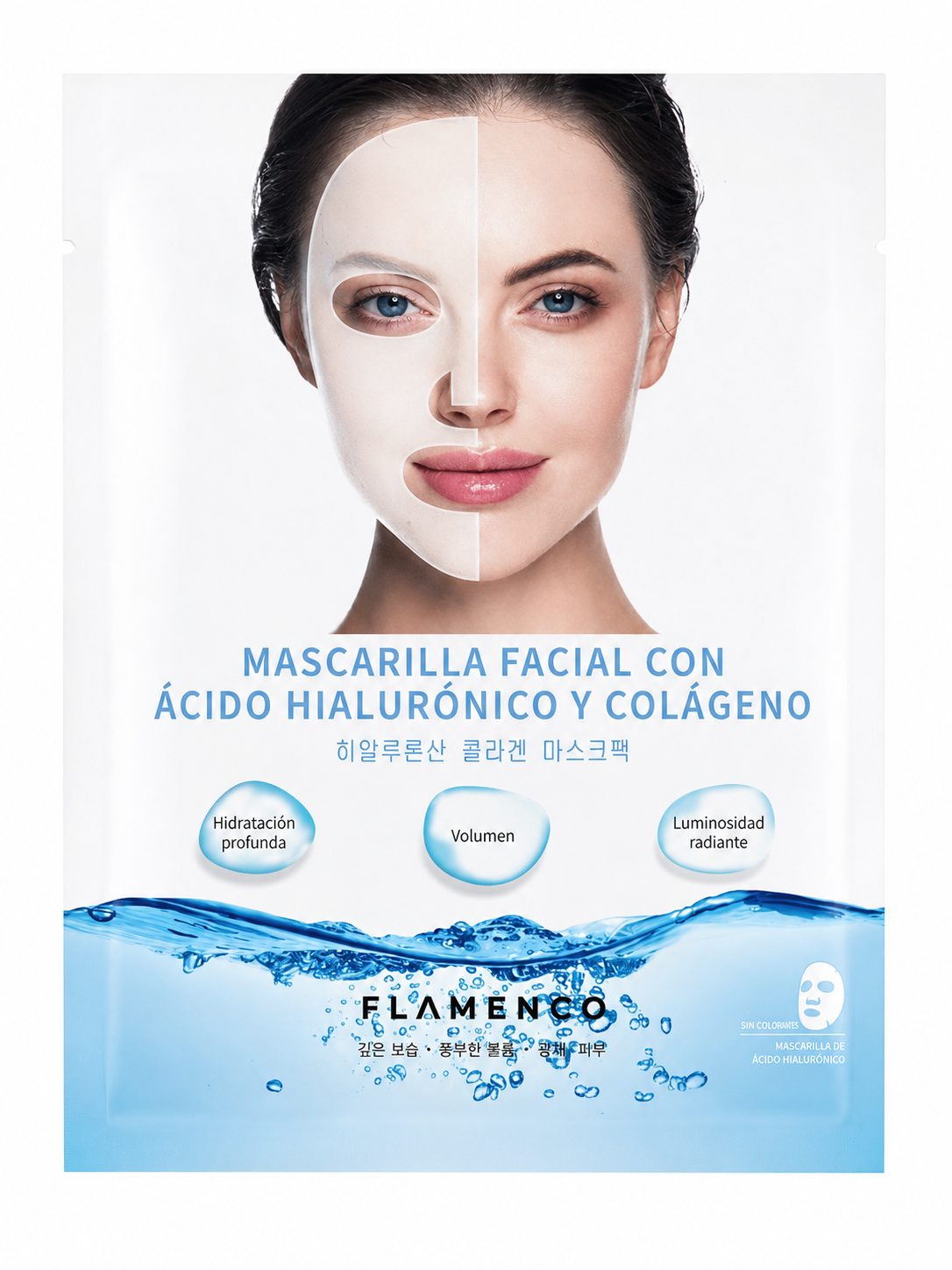Mascarilla Facial con Ácido Hialurónico y Colágeno Flamenco