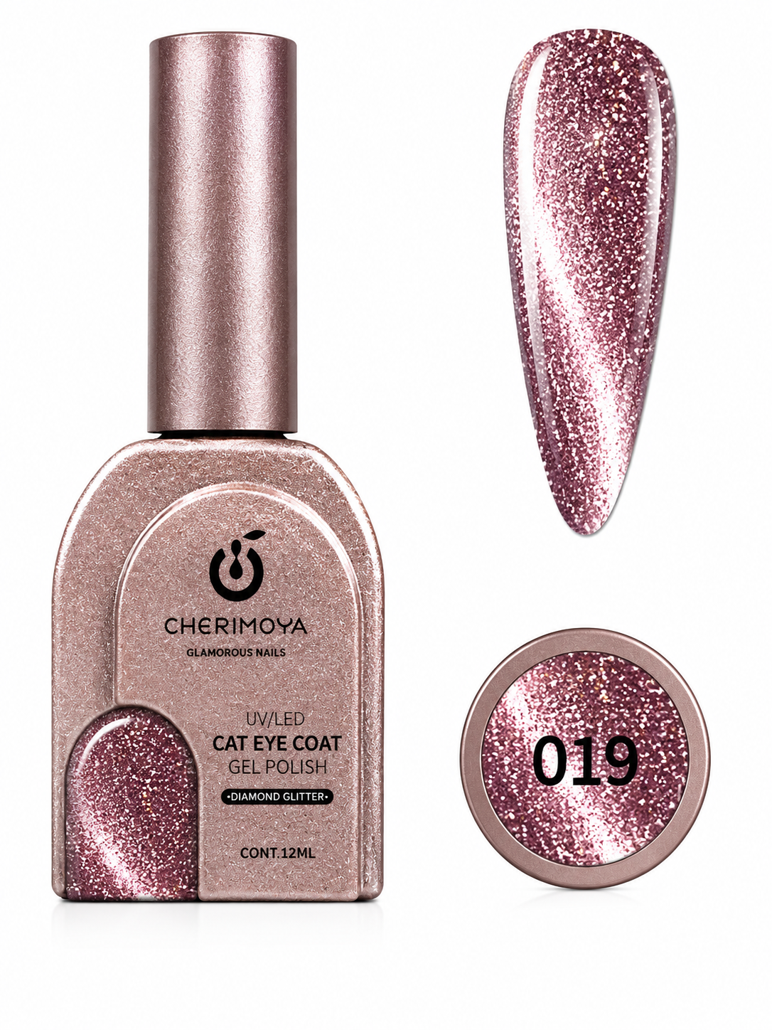 Cherimoya Cat Eye Coat Gel Polish 019 – Diamond Glitter 12ml
