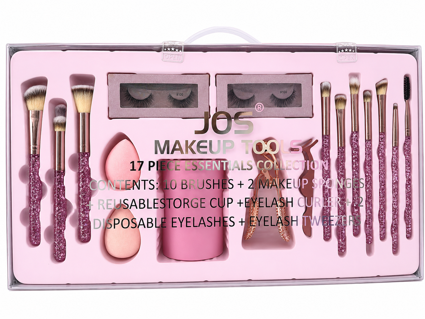 Set de Brochas de Maquillaje JOS 17 Piezas con Accesorios