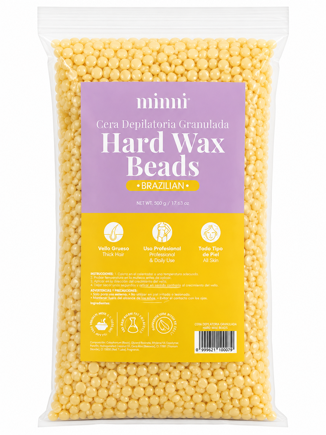 Cera Depilatoria Granulada Hard Wax Beads Brazilian 500 g – Minni