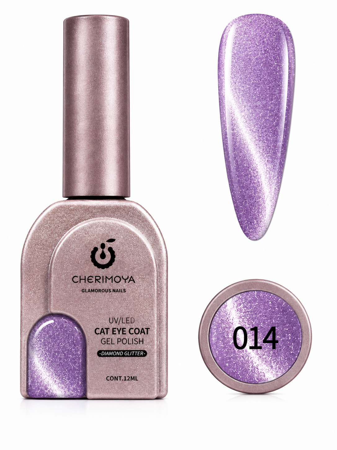 Cherimoya Cat Eye Coat Gel Polish 014 – Diamond Glitter 12ml
