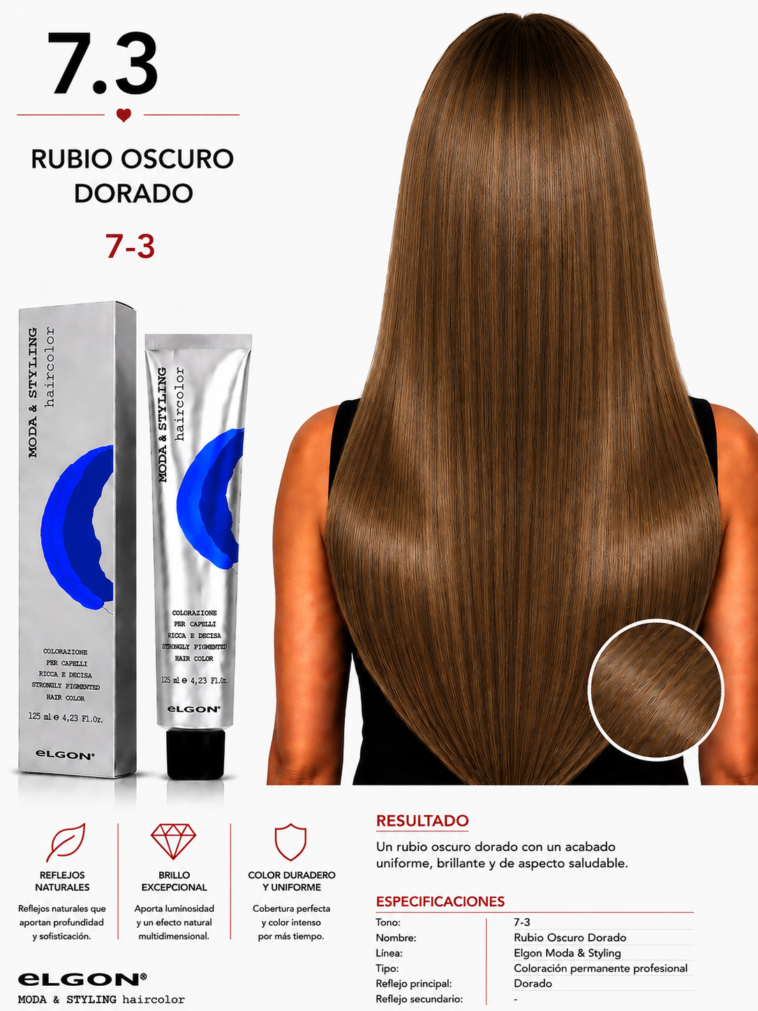 – Tinte Elgon Moda & Styling 7.3 Rubio Oscuro Dorado