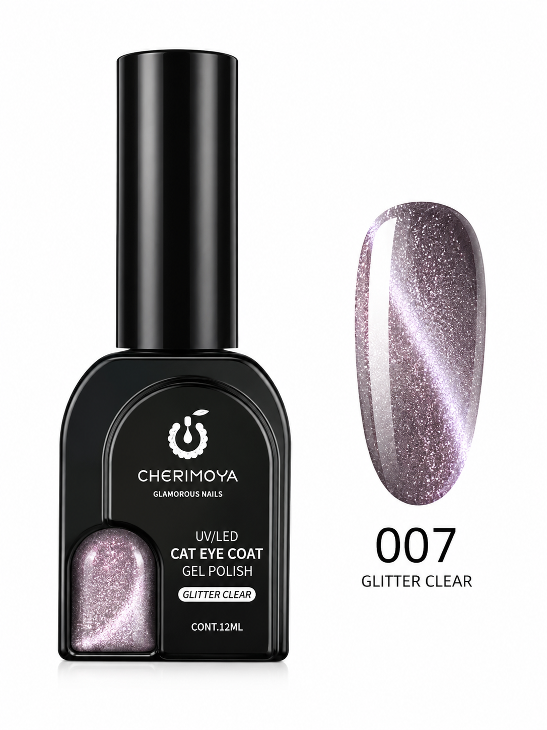 – Cherimoya Cat Eye Coat Gel Polish 007 Glitter Clear 12 ml