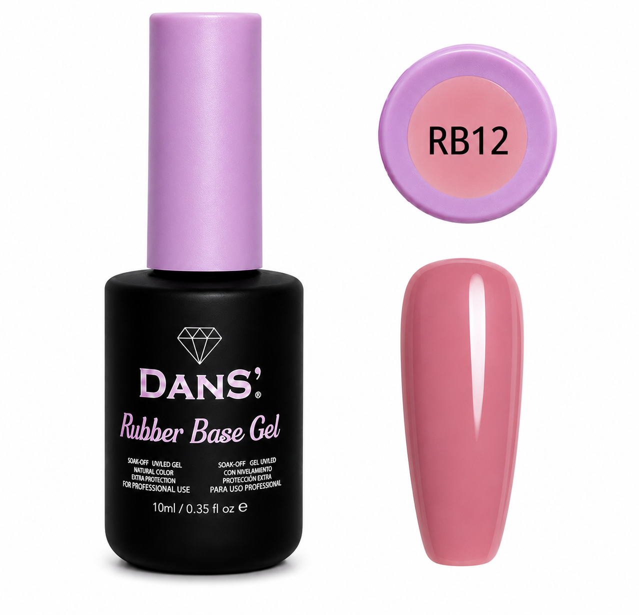 Rubber Base Gel DANS RB12 10 ml – Base Rubber Rosado Natural con Nivelación
