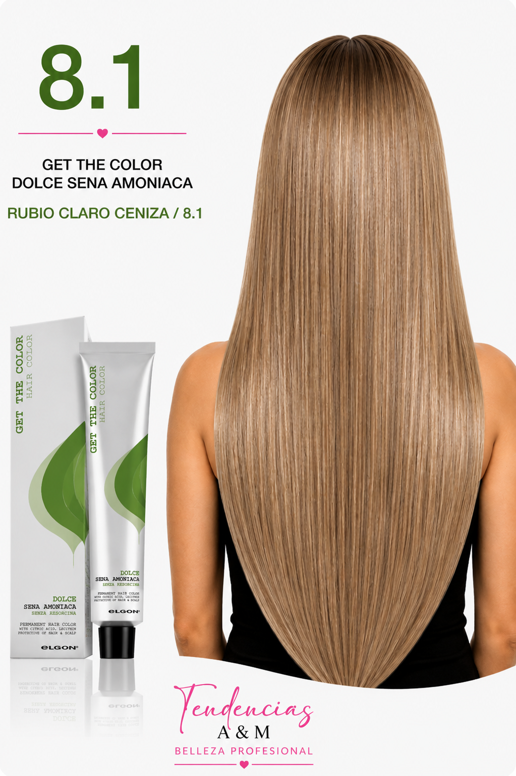 Tintura Get The Color Dolce Sin Amoníaco 8.1 Rubio Claro Ceniza