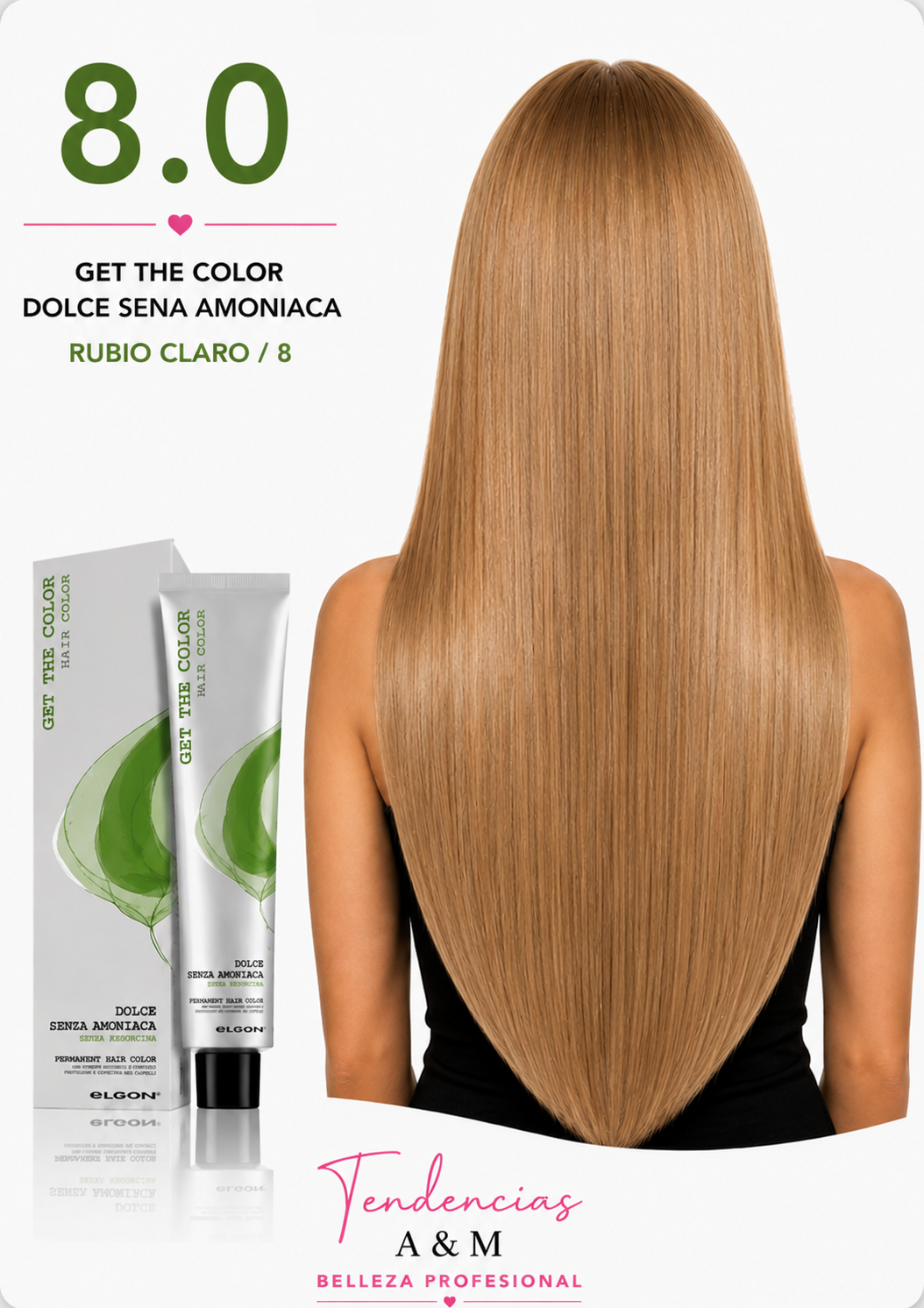 Tintura Get The Color Dolce Sin Amoníaco 8.0 Rubio Claro