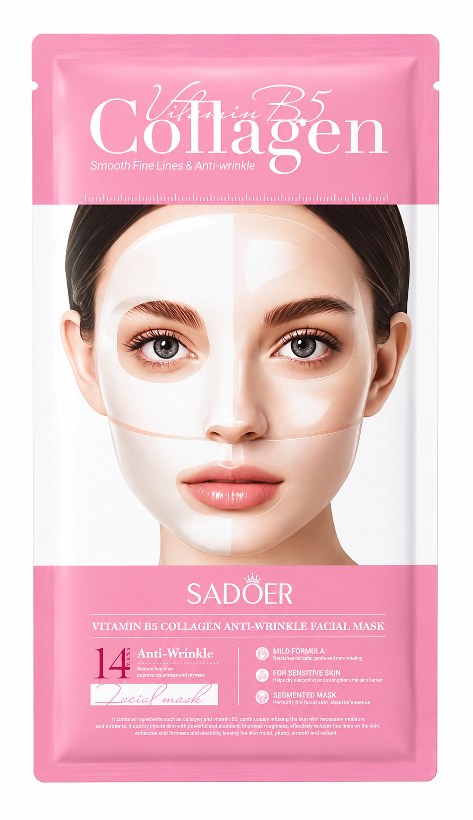 Mascarilla Facial Sadoer Vitamina B5 + Colágeno Anti-Wrinkle