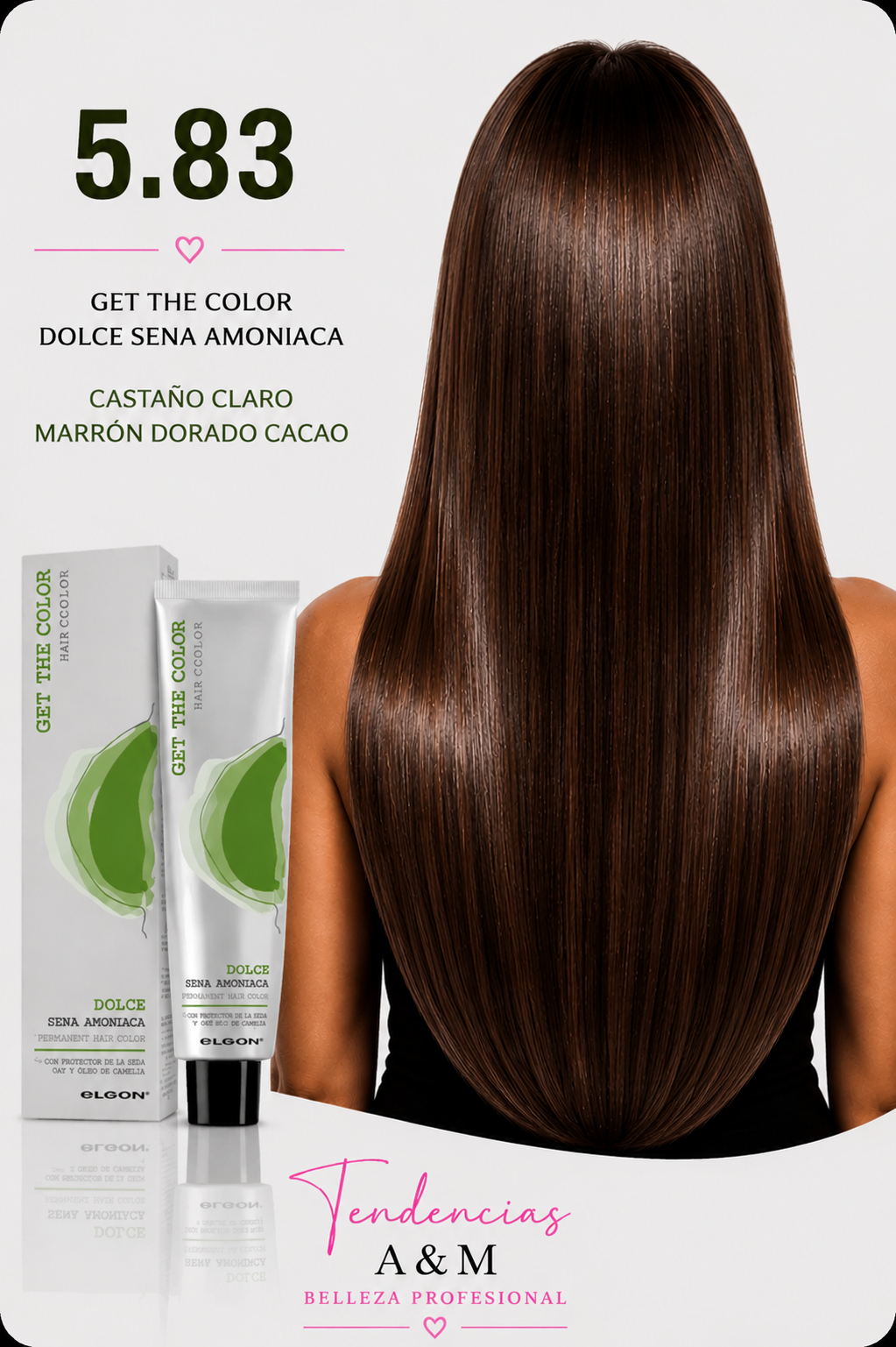 Tintura Get The Color Dolce Sin Amoníaco 5.83 Castaño Claro Marrón Dorado Cacao