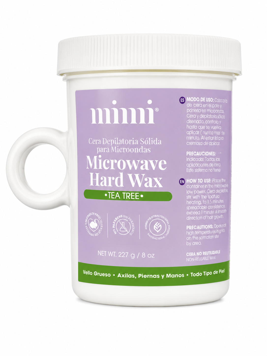 Cera Depilatoria Sólida para Microondas Minni Tea Tree 227 g