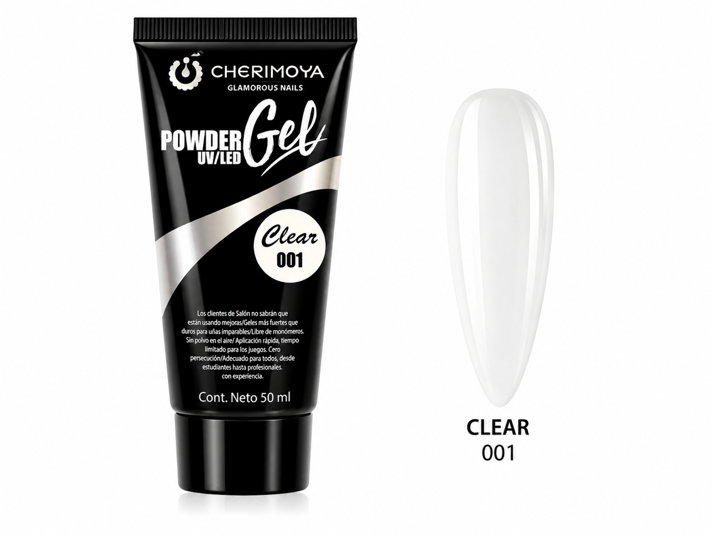 Cherimoya Powder Gel UV/LED Clear 001 50 ml – Gel Constructor Transparente para Uñas