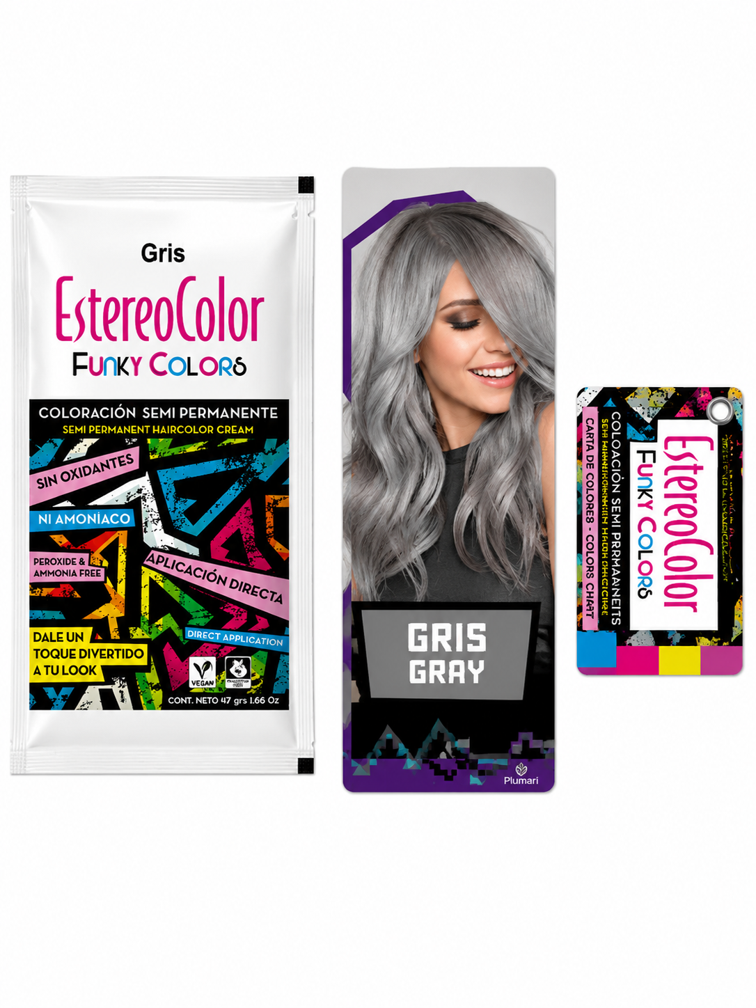 🩶 EstereoColor Funky Colors Gris – Coloración Semipermanente 47 g