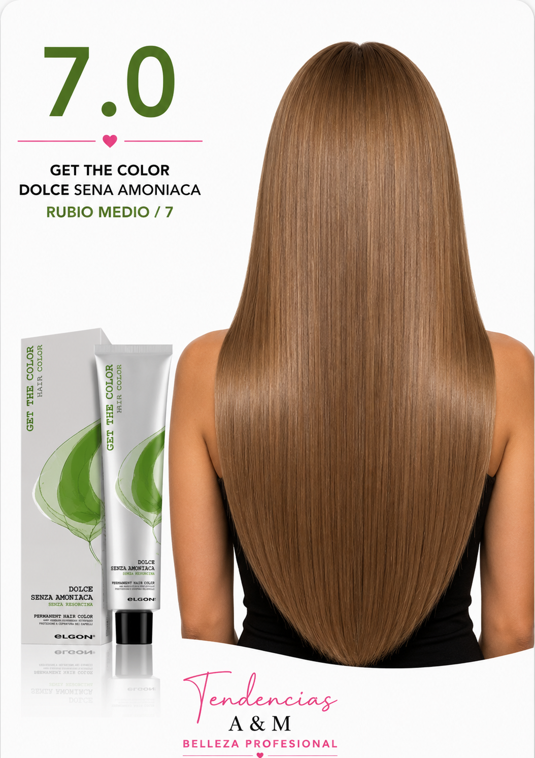 Tintura Get The Color Dolce Sin Amoníaco 7.0 Rubio Medio