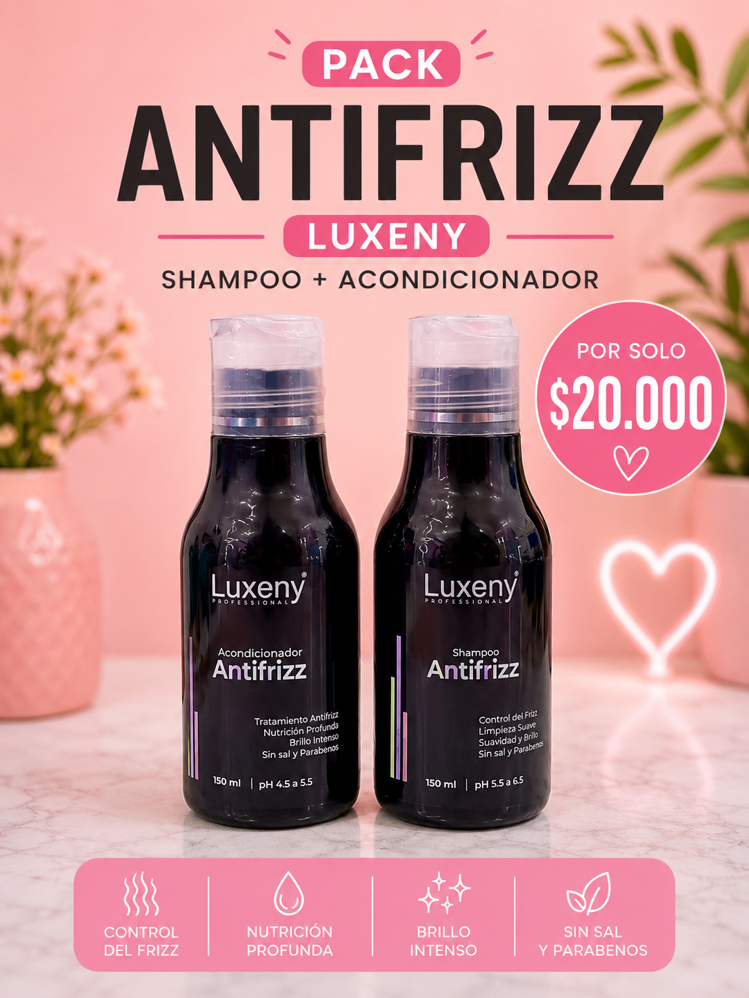 PACK ANTIFRIZZ LUXENY – SHAMPOO + ACONDICIONADOR ✨