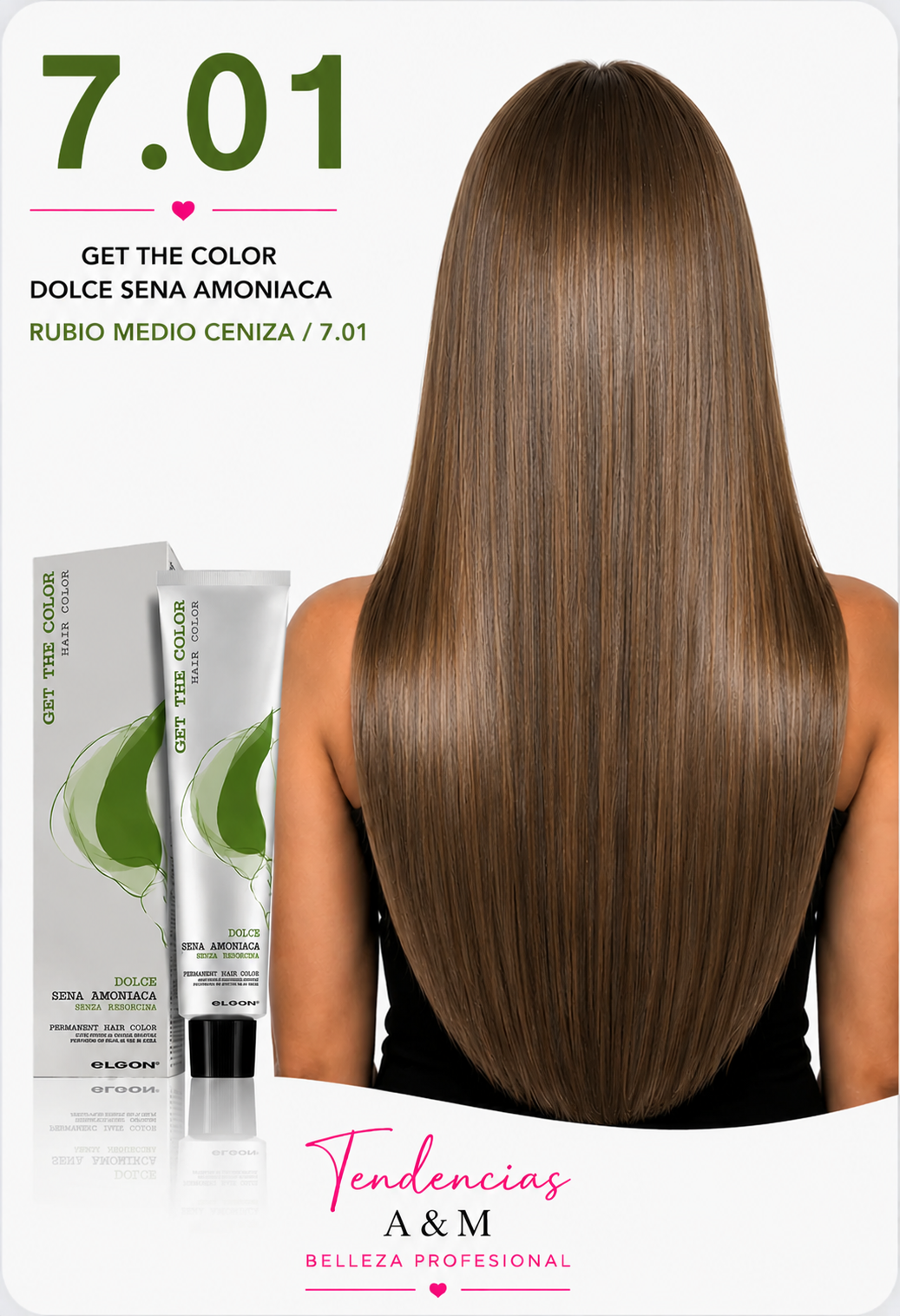 Tintura Get The Color Dolce Sin Amoníaco 7.01 Rubio Medio Natural Ceniza Mate