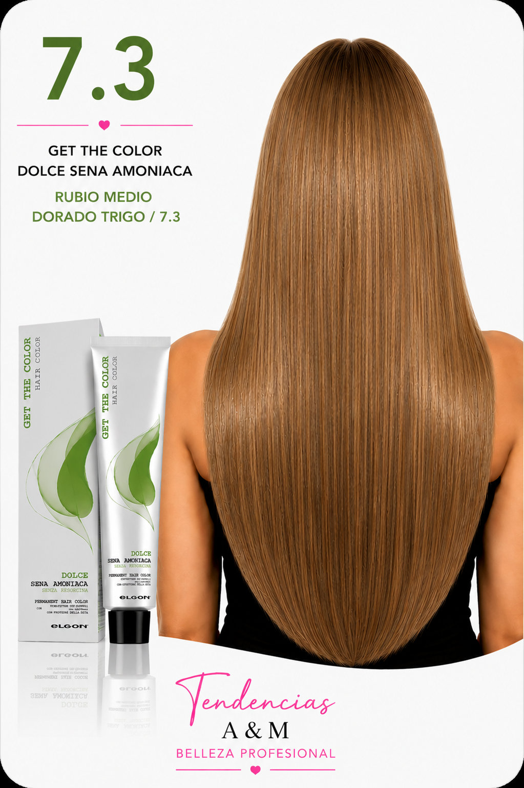 Tintura Get The Color Dolce Sin Amoníaco 7.3 Rubio Medio Dorado Trigo – Elgon