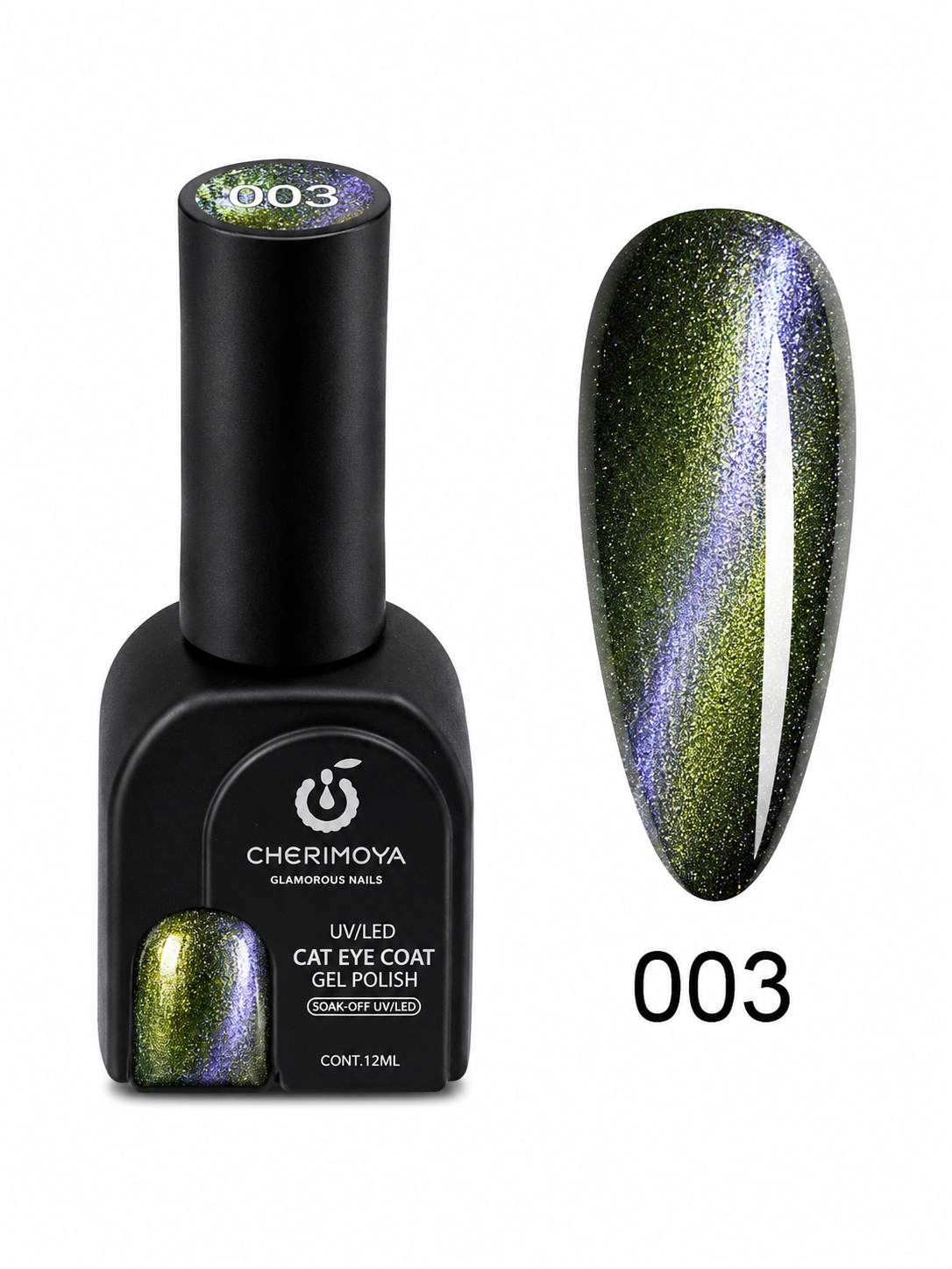 Cherimoya Cat Eye Gel Polish UV/LED 003 – Verde Oliva Aurora
