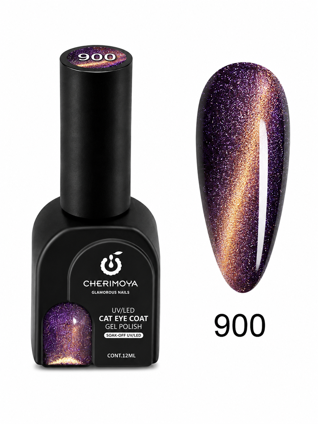 Cherimoya Cat Eye Gel Polish UV/LED 900 – Morado Galáctico Multicromo
