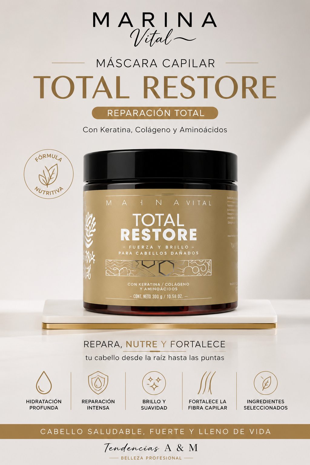 Marina Vital Total Restore – Máscara Capilar Reparación Total