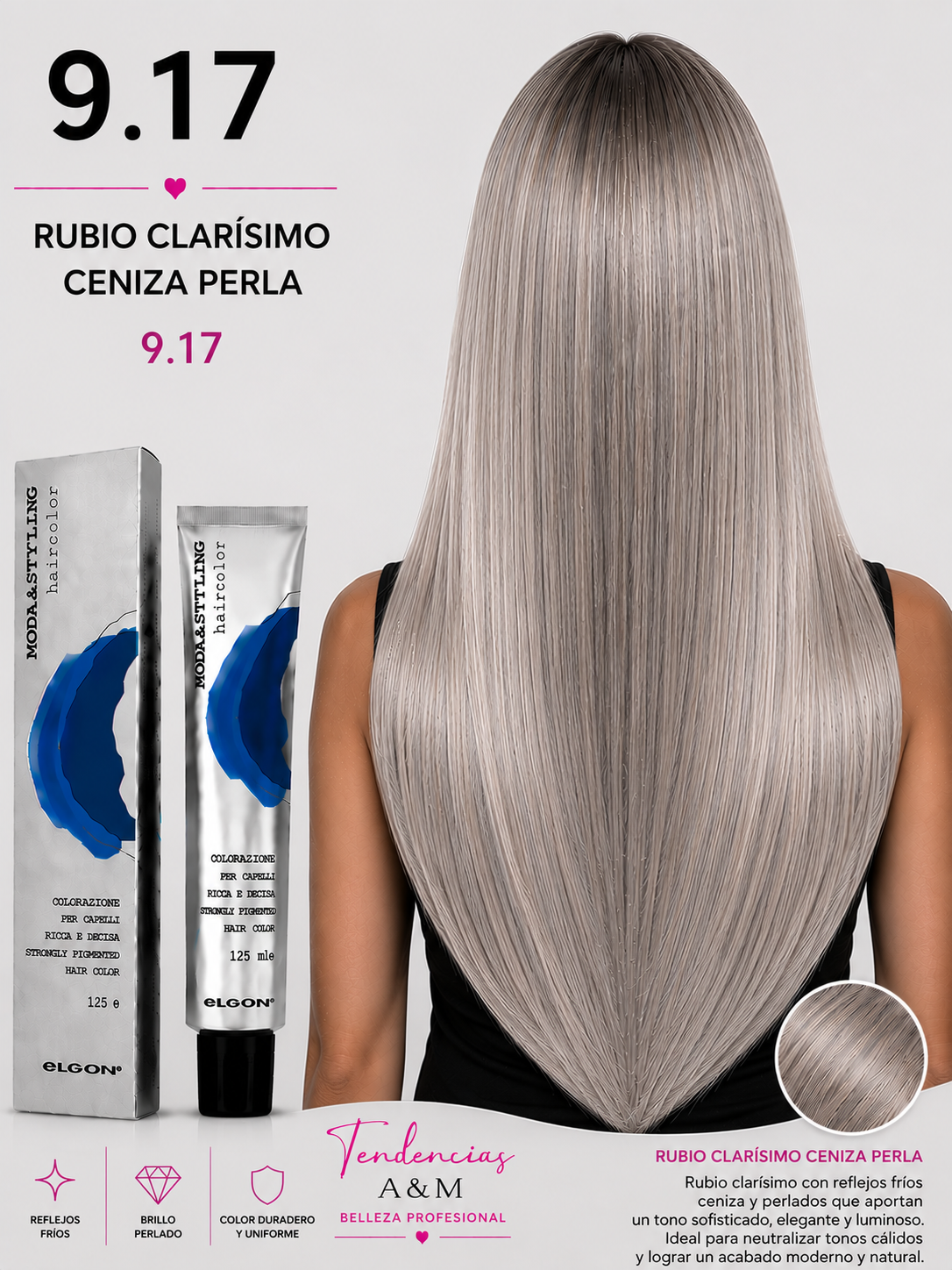 Elgon Moda & Styling 9.17 Rubio Clarísimo Ceniza Perla