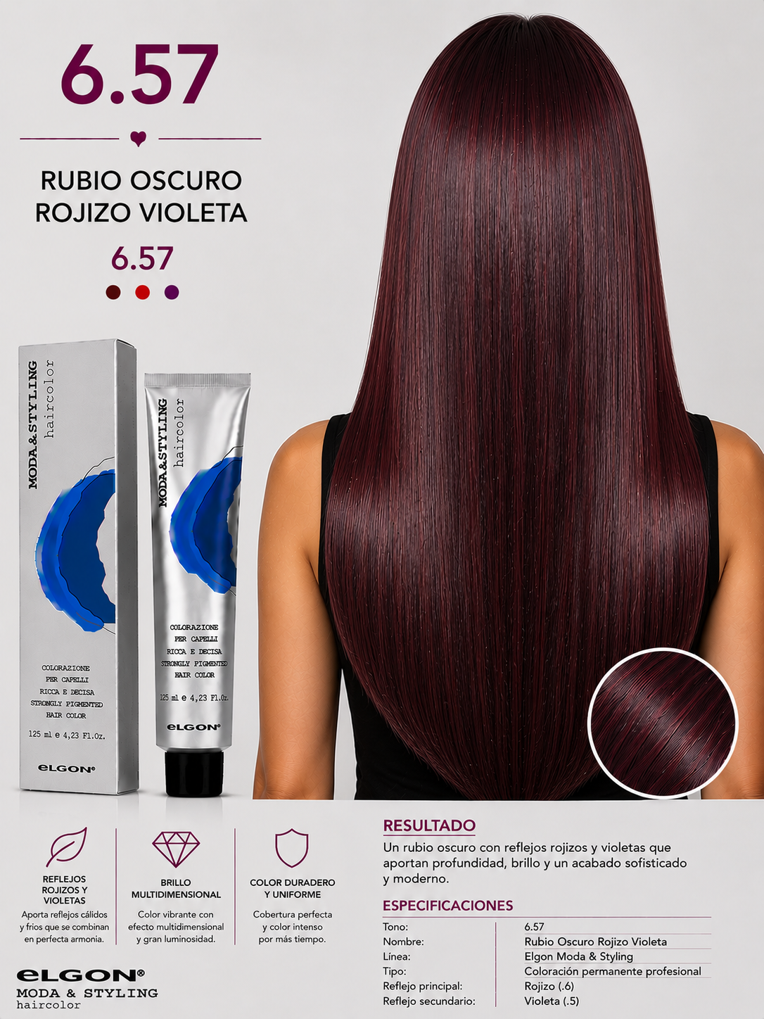 Elgon Moda & Styling 6.57 Rubio Oscuro Rojizo Violeta