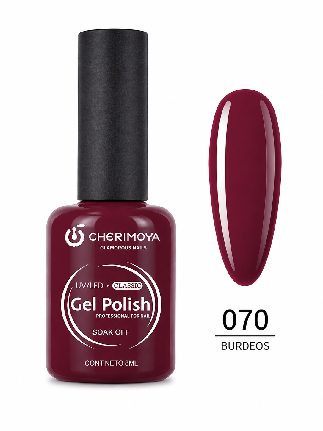 Cherimoya Gel Polish Classic UV/LED Tono 070 Burdeos 8 ml