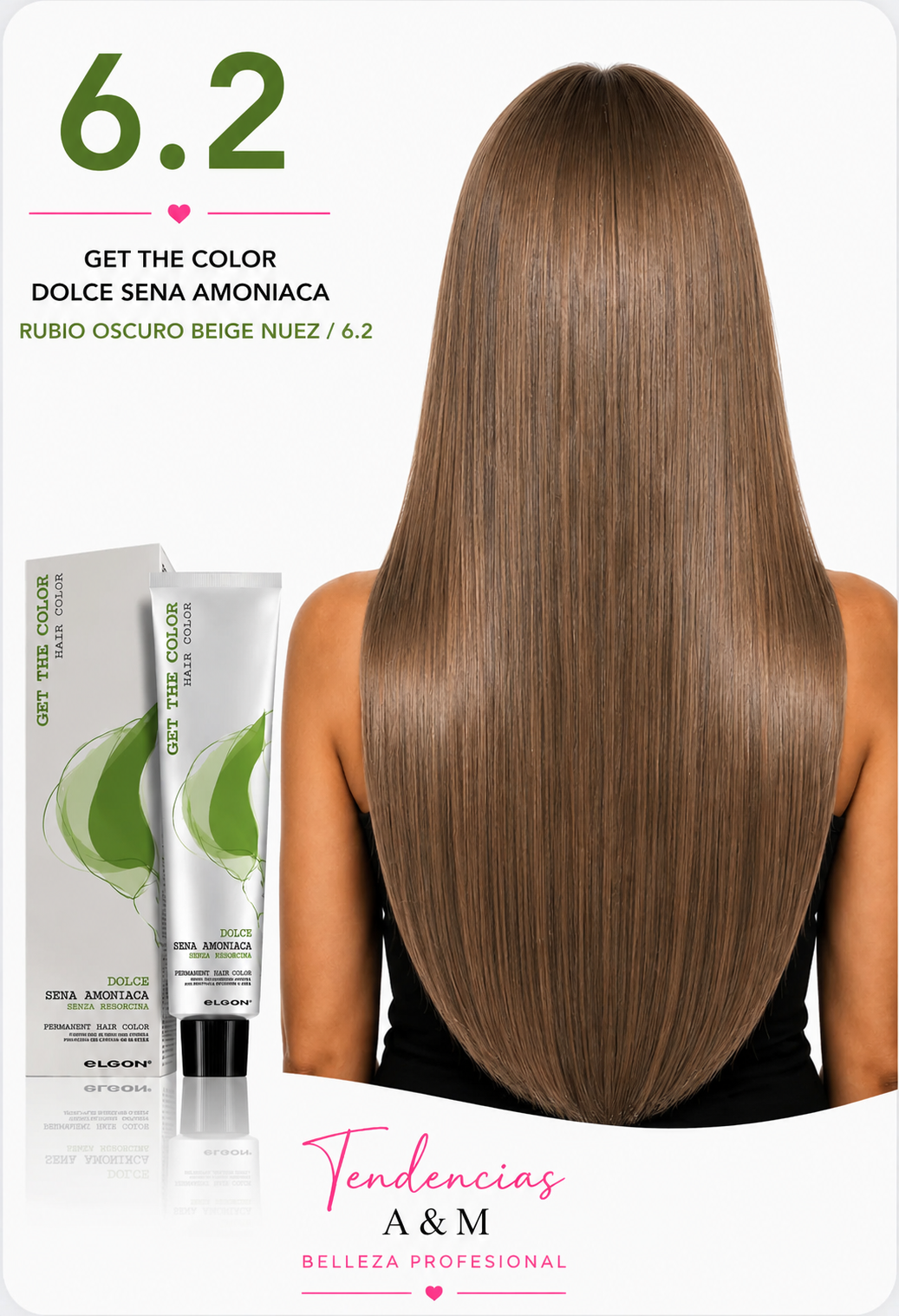 Tintura Get The Color Dolce Sin Amoníaco 6.2 Rubio Oscuro Beige Nuez