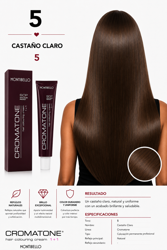 Tintura Cromatone Montibello 5 Castaño Claro | Coloración Profesional Permanente
