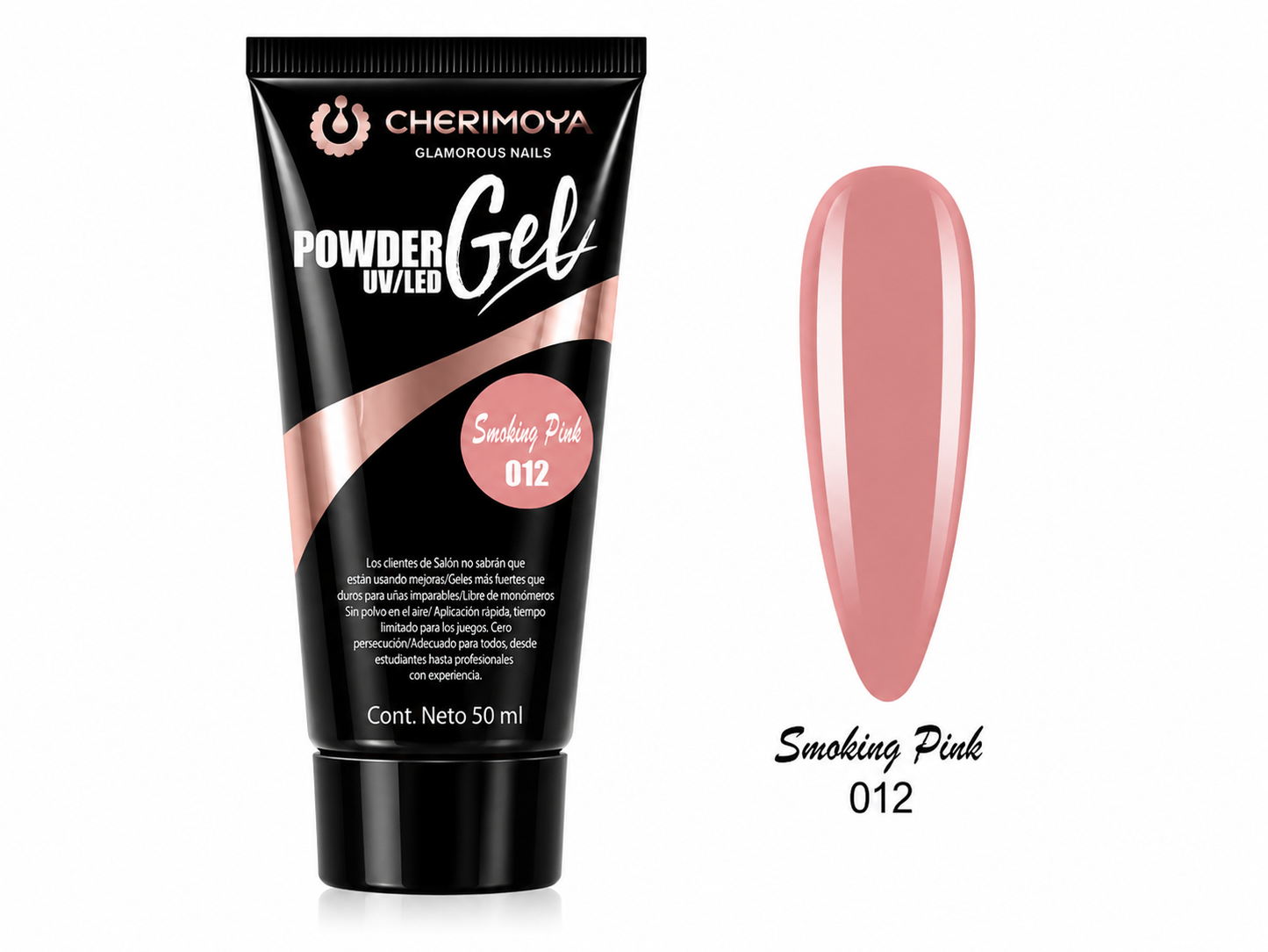 Cherimoya Powder Gel UV/LED Smoking Pink 012 50 ml – Gel Constructor para Uñas