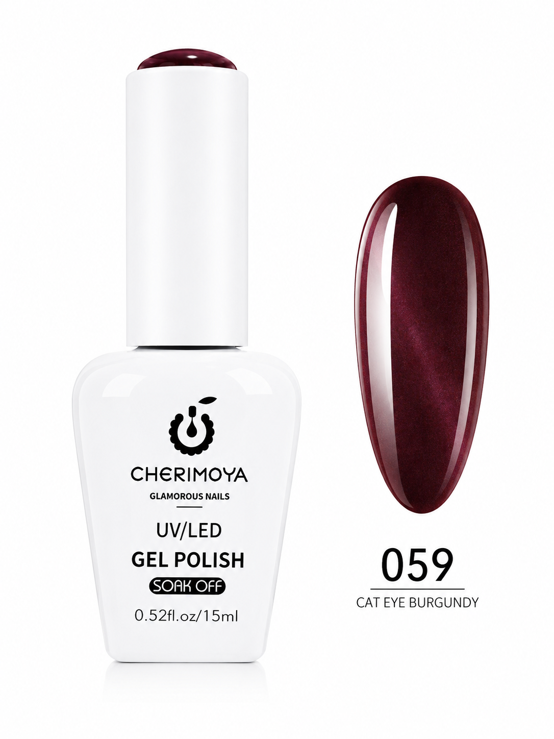 Cherimoya Gel Polish UV/LED Soak Off Tono 059 Cat Eye Burgundy 15 ml