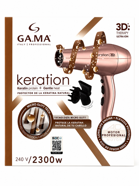 Secador de Pelo GAMA Keration 3D Therapy Ultra Ion 2300W con Difusor