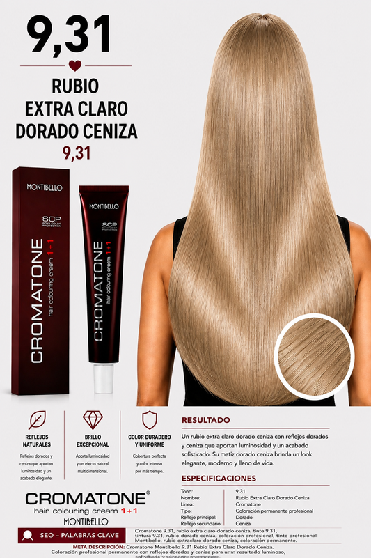 tono 9,31 – Rubio Extra Claro Dorado Ceniza: