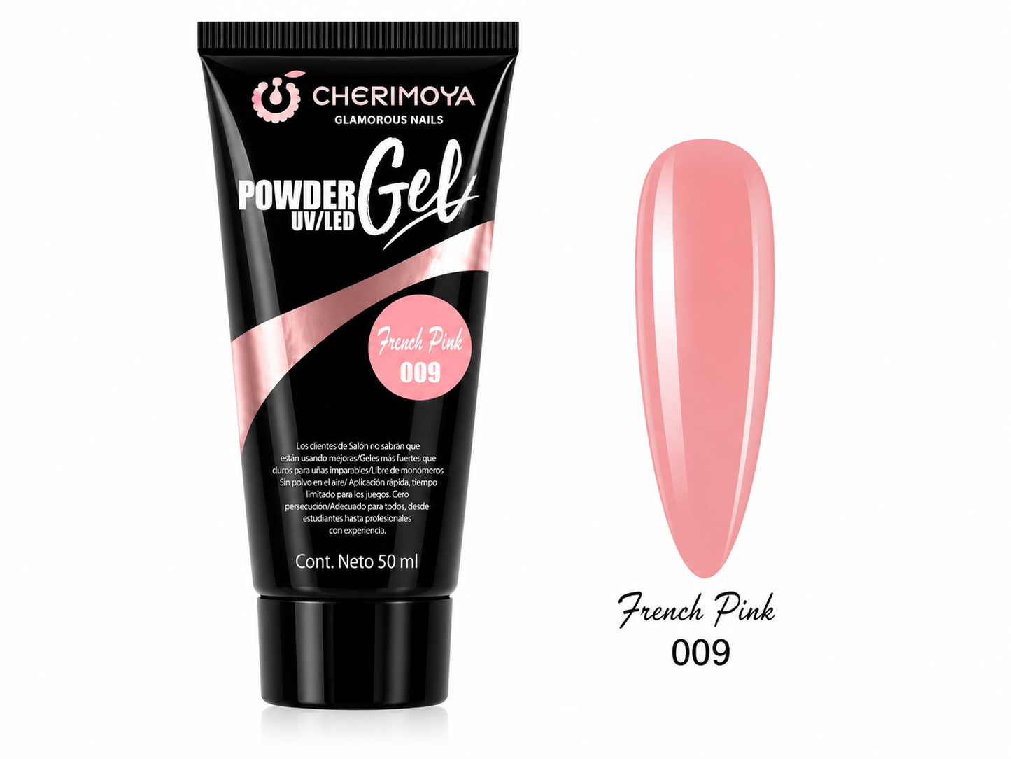 Cherimoya Powder Gel UV/LED French Pink 009 50 ml – Gel Constructor para Uñas