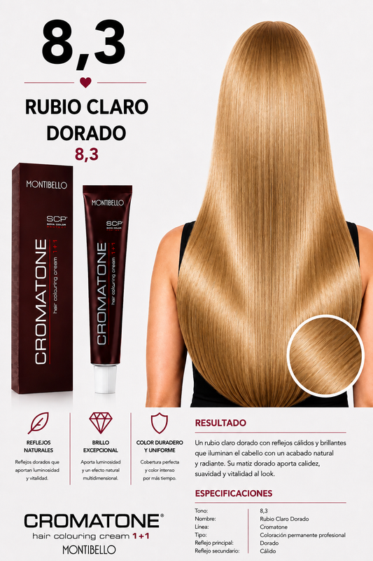 Cromatone Montibello 8,3 – Rubio Claro Dorado ✨