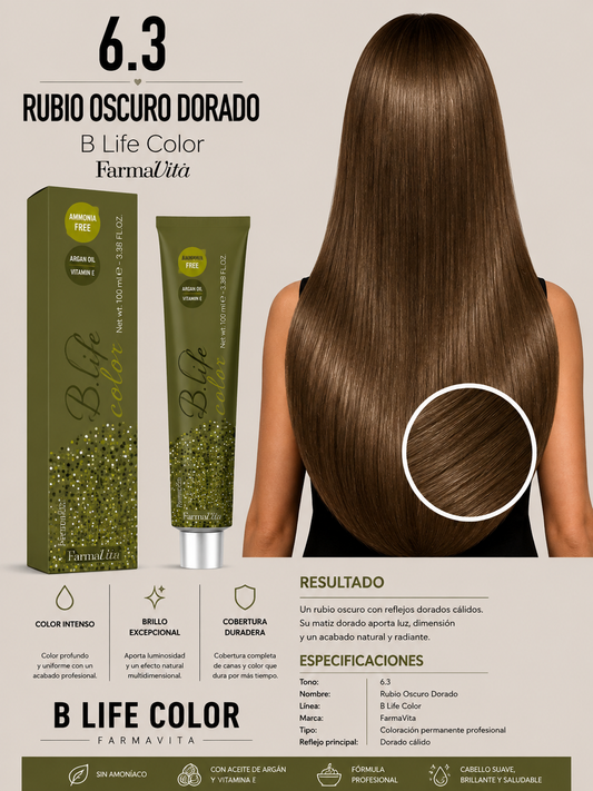 6.3 Rubio Oscuro Dorado – B Life Color FarmaVita ✨