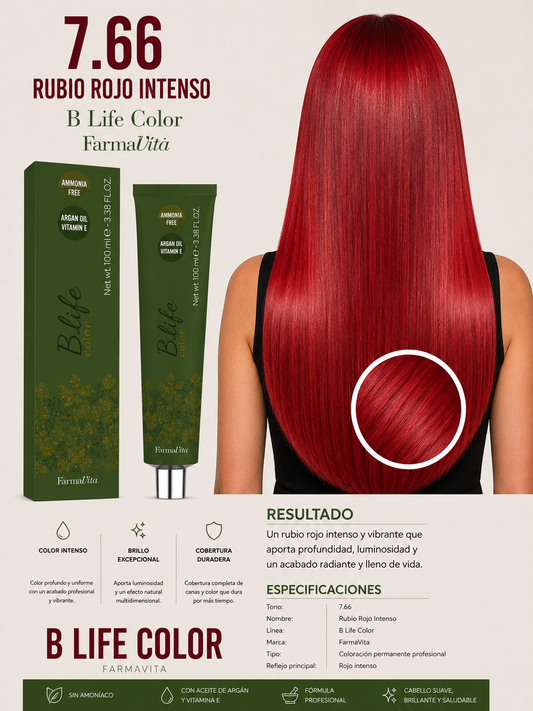 7.66 Rubio Rojo Intenso – B Life Color FarmaVita ❤️‍🔥