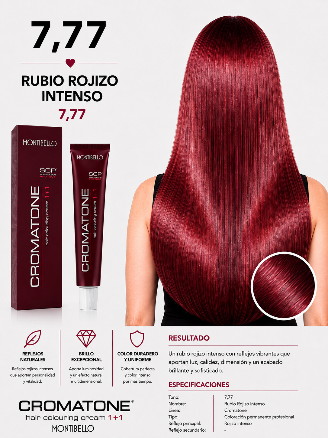 Cromatone Montibello 7.77 Rubio Rojizo Intenso