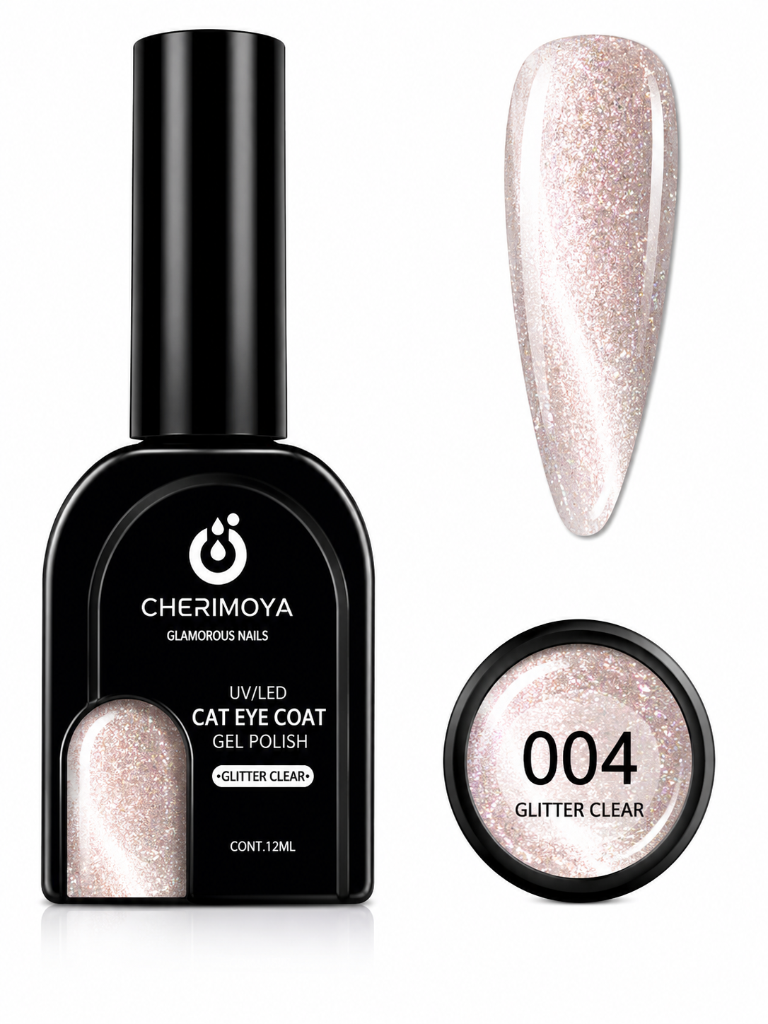 Cherimoya Cat Eye Coat Glitter Clear 004 – 12 ml