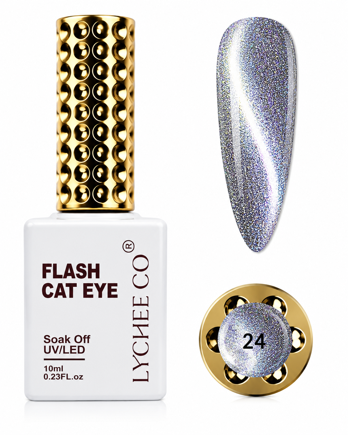 Flash Cat Eye LYCHEECO N°24 – Plata Holográfico
