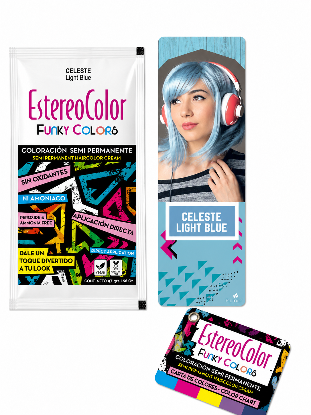 🩵 EstereoColor Funky Colors Celeste (Light Blue) – Coloración Semipermanente 47 g