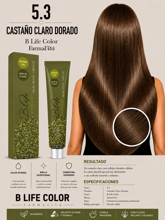 5.3 Castaño Claro Dorado – B Life Color FarmaVita 🤎✨