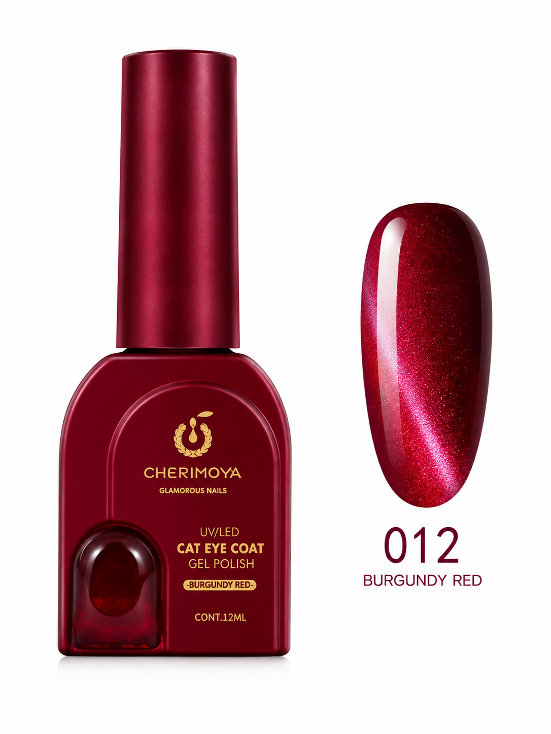 Cherimoya Cat Eye Coat Gel Polish 012 Burgundy Red 12 ml