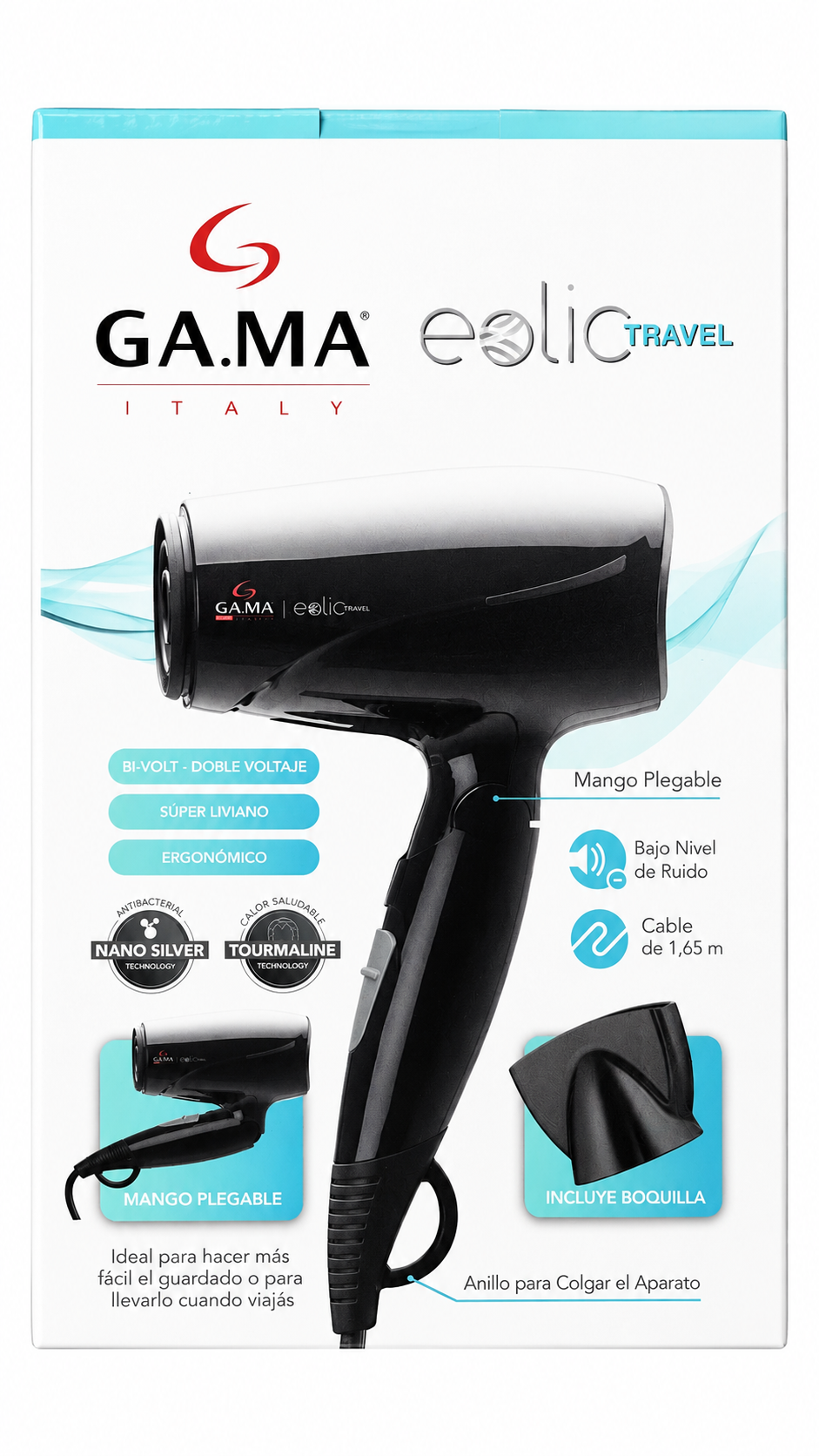 Secador de Pelo GAMA Italy Eolic Travel – Bi-Volt Plegable