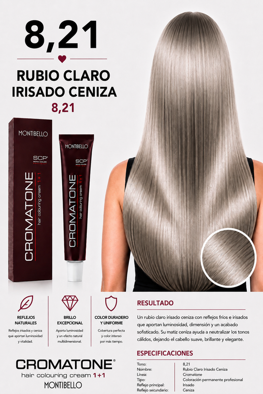 Cromatone Montibello 8.21 Rubio Claro Irisado Ceniza