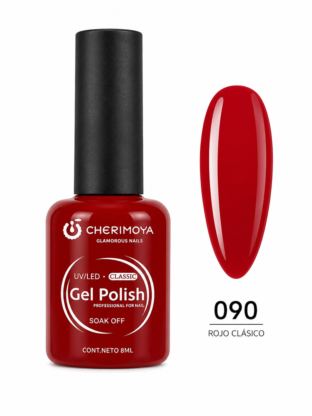 – Cherimoya Gel Polish Classic UV/LED Tono 090 Rojo Clásico 8 ml