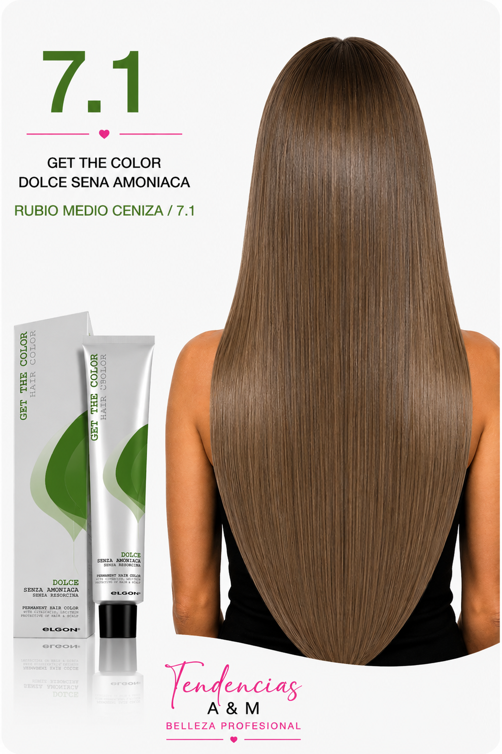 Tintura Get The Color Dolce Sin Amoníaco 7.1 Rubio Medio Ceniza