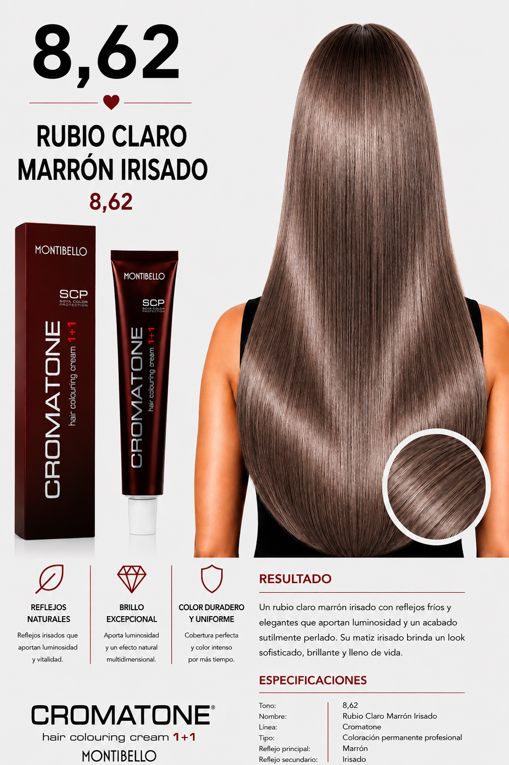Cromatone Montibello 8,62 – Rubio Claro Marrón Irisado 🤎✨